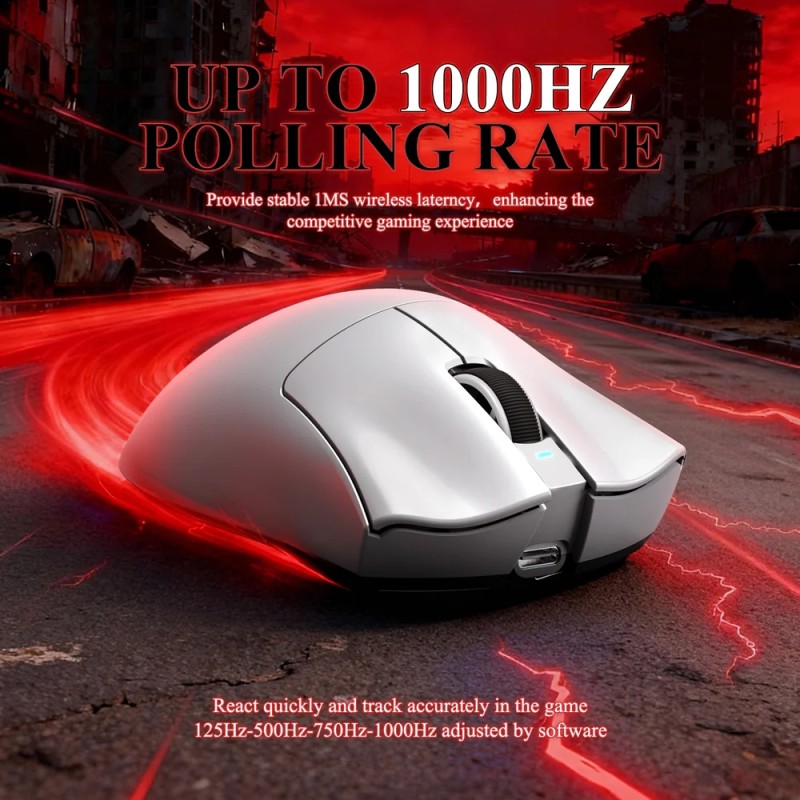Мишка Attack Shark V3Pro Ultra-Light, Wireless/Bluetooth, 25000dpi. (PAW3311), 6кн., White