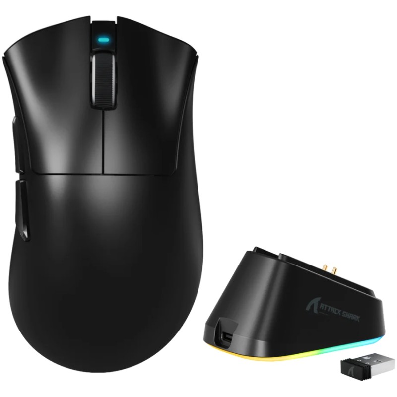 Мишка Attack Shark V3Pro Ultra-Light, Wireless/Bluetooth, 25000dpi. (PAW3311), 6кн., Black