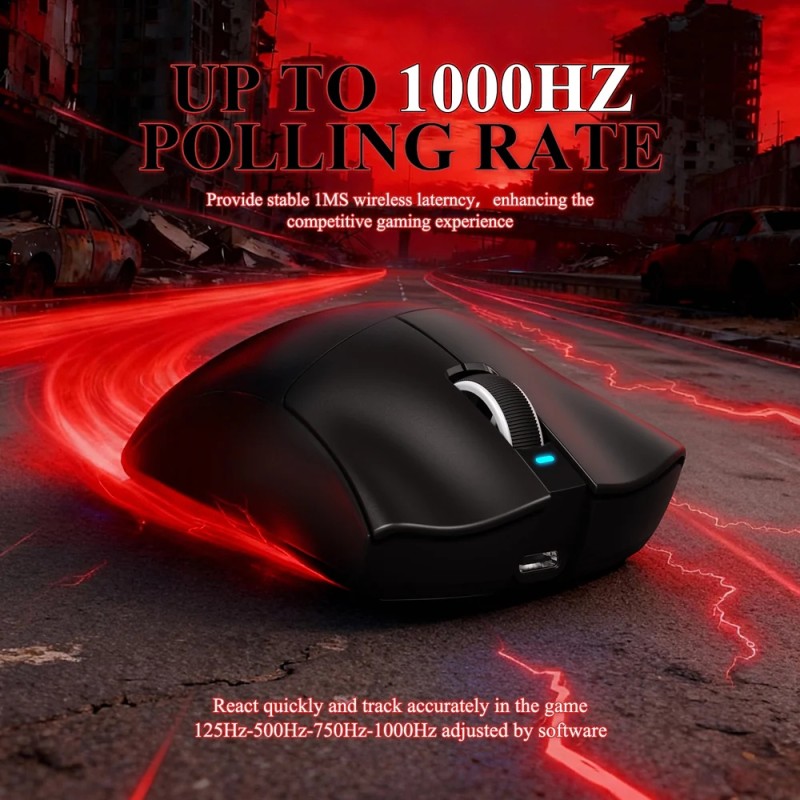 Мишка Attack Shark V3Pro Ultra-Light, Wireless/Bluetooth, 25000dpi. (PAW3311), 6кн., Black