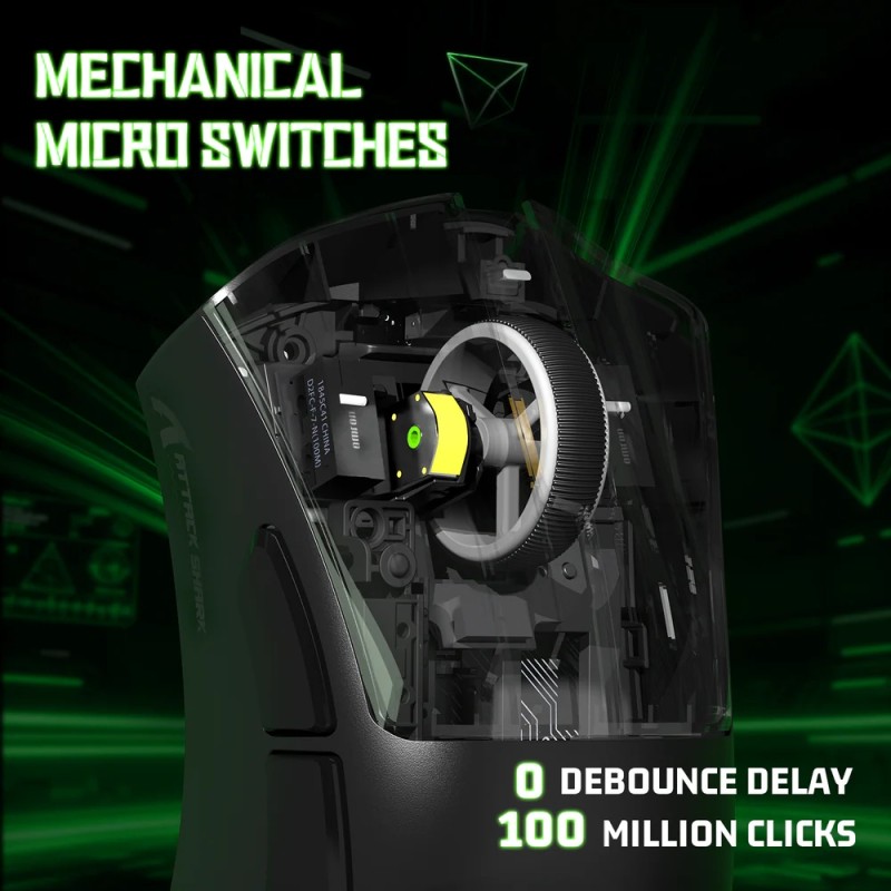 Мишка Attack Shark V3 Ultra-Light, Wireless, PAW3311 сенсор, 25000dpi., 6кн., Black