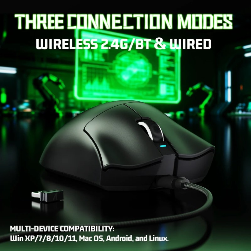 Мишка Attack Shark V3 Ultra-Light, Wireless, PAW3311 сенсор, 25000dpi., 6кн., Black