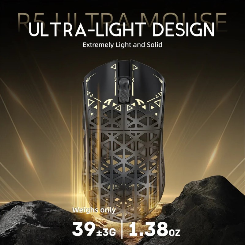 Мишка Attack Shark R5 Ultra, Wireless, PAW3950MAX сенсор, 42000dpi., 6кн., Black