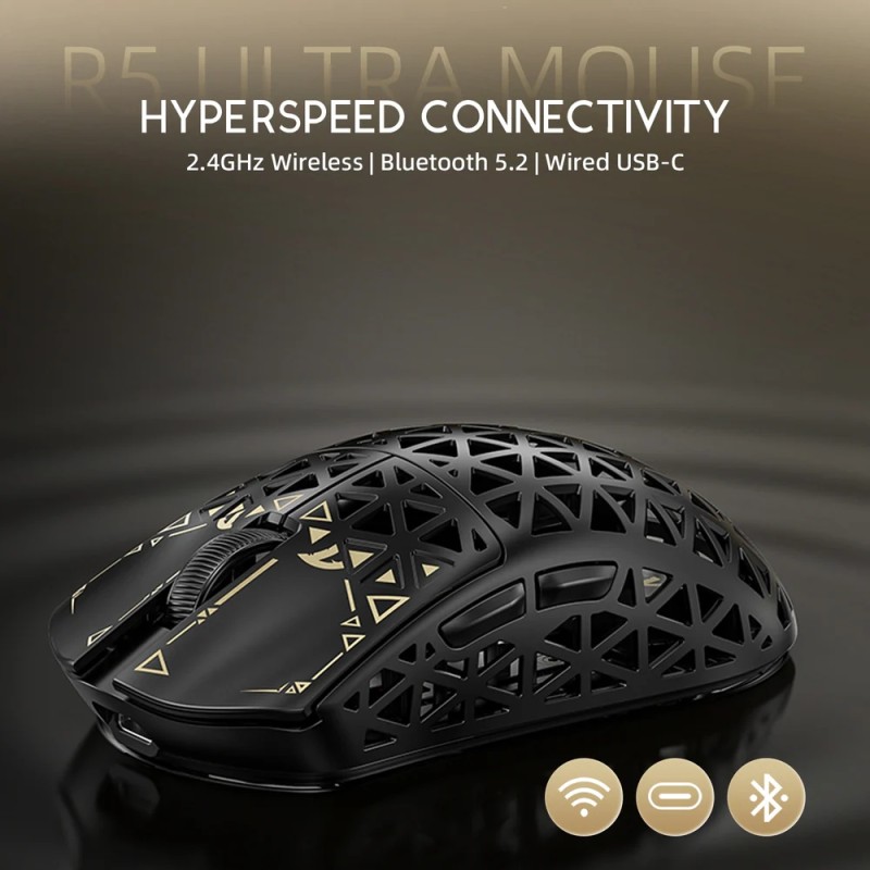 Мишка Attack Shark R5 Ultra, Wireless, PAW3950MAX сенсор, 42000dpi., 6кн., Black