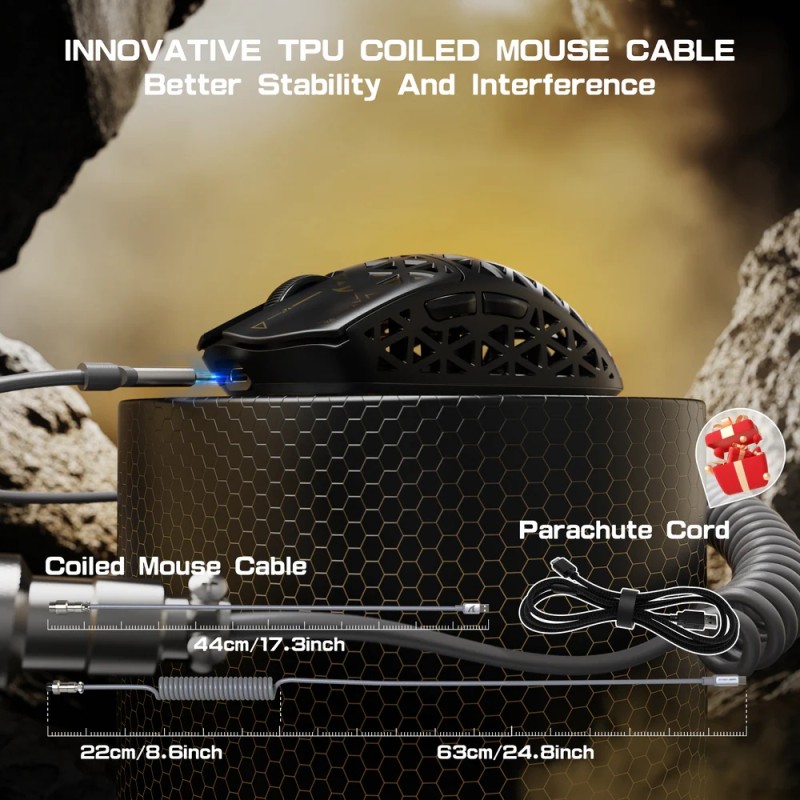 Мишка Attack Shark R5 Ultra, Wireless, PAW3950MAX сенсор, 42000dpi., 6кн., Black