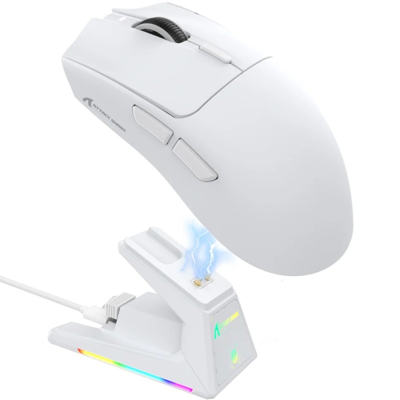 Мишка Attack Shark X1, Wireless/Bluetooth, 40000dpi. (PAW3395PRO), 6кн., White Мишка Attack Shark X1, Wireless/Bluetooth, 40000dpi. (PAW3395PRO), 6кн., White