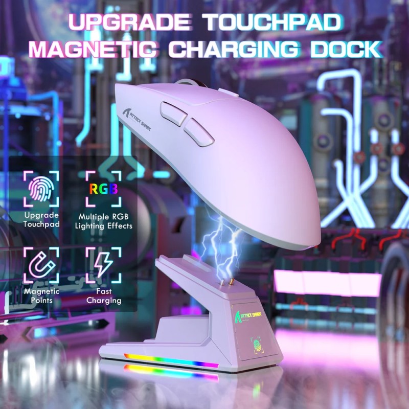 Мишка Attack Shark X1, Wireless/Bluetooth, 40000dpi. (PAW3395PRO), 6кн., White Мишка Attack Shark X1, Wireless/Bluetooth, 40000dpi. (PAW3395PRO), 6кн., White