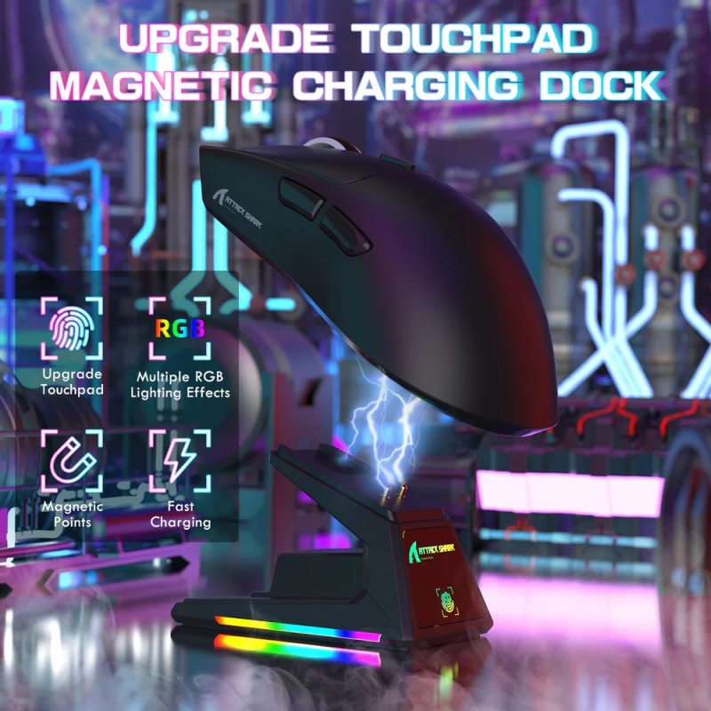 Мишка Attack Shark X1, Wireless/Bluetooth, 40000dpi. (PAW3395PRO), 6кн., Black Мишка Attack Shark X1, Wireless/Bluetooth, 40000dpi. (PAW3395PRO), 6кн., Black