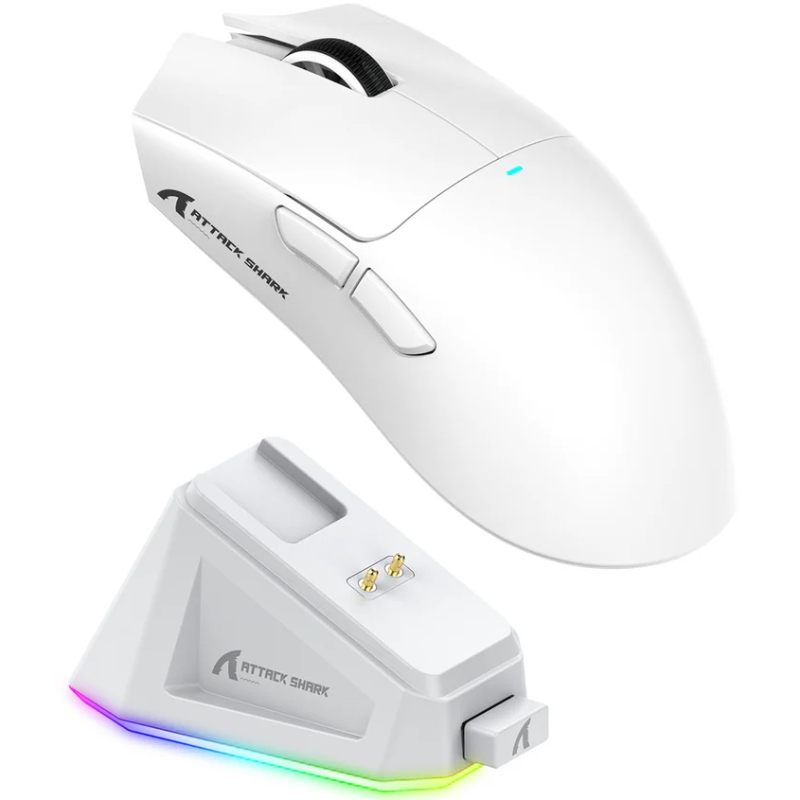 Мишка Attack Shark X11, Wireless/Bluetooth, 22000dpi. (PAW3311), 6кн., White