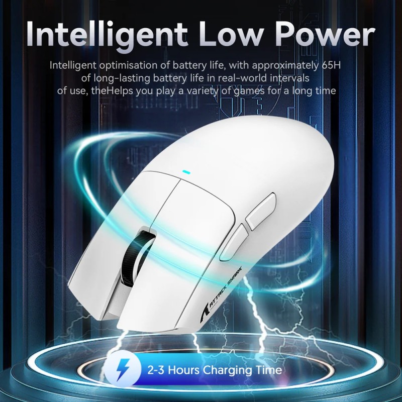Мишка Attack Shark X11, Wireless/Bluetooth, 22000dpi. (PAW3311), 6кн., White