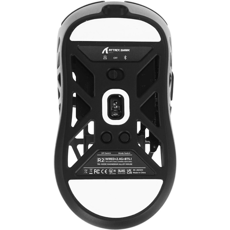 Мишка Attack Shark R2, Wireless/Bluetooth, 42000dpi. (PAW3950), 6кн., Silver gray Мишка Attack Shark R2, Wireless/Bluetooth, 42000dpi. (PAW3950), 6кн., Silver gray