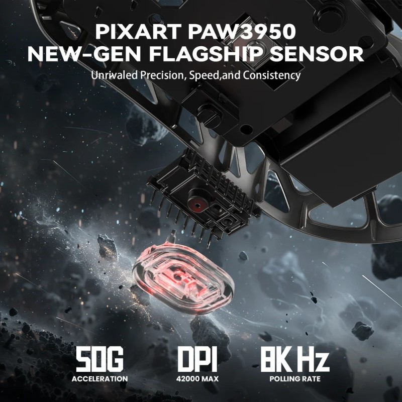 Мишка Attack Shark R2, Wireless/Bluetooth, 42000dpi. (PAW3950), 6кн., Silver gray Мишка Attack Shark R2, Wireless/Bluetooth, 42000dpi. (PAW3950), 6кн., Silver gray