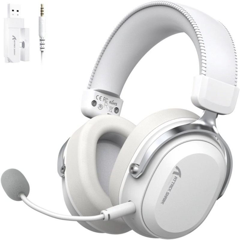 Ігрова гарнітура Attack Shark L30PRO Wireless, 2.4GHz/Bluetooth/3.5mm AUX/AUX-to-Type-C, White
