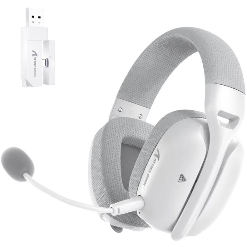 Ігрова гарнітура Attack Shark L80PRO Wireless, 2.4GHz/Bluetooth/3.5mm White