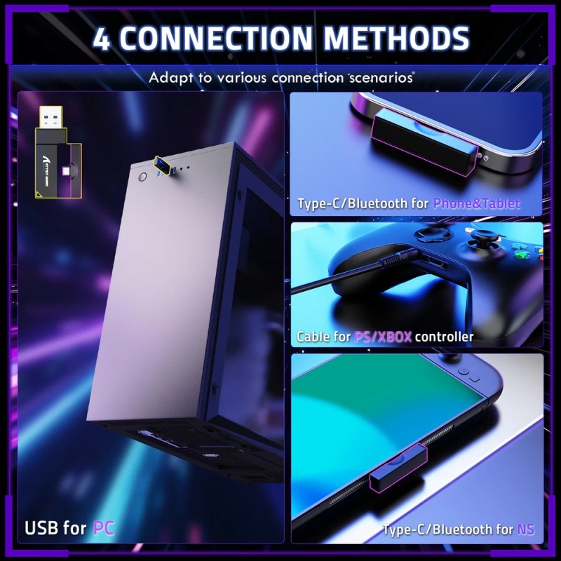 Ігрова гарнітура Attack Shark L80PRO Wireless, 2.4GHz/Bluetooth/3.5mm Black
