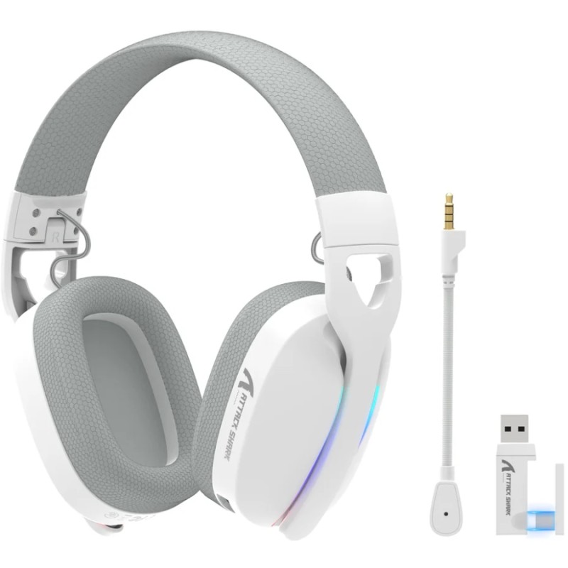 Ігрова гарнітура Attack Shark L90 Wireless,2.4GHz/Bluetooth/3.5mm PS4/PS5/Switch/Xbox/Mac/PC White