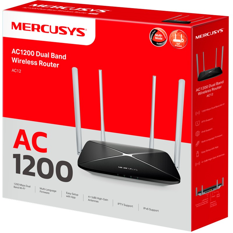 Маршрутизатор Mercusys AC12 AC1200 4xFE LAN 1xFE WAN