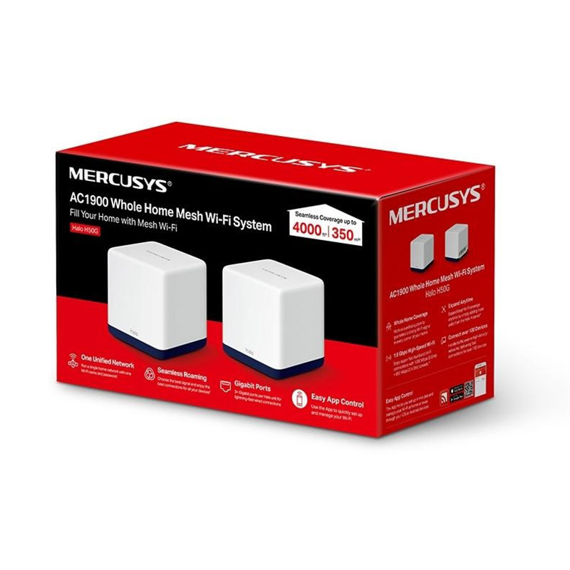 Домашня Mesh Wi-Fi система Mercusys (2шт.компл.) AC1900 Whole-Home Mesh Wi-Fi/3x1000Mbps LAN Por
