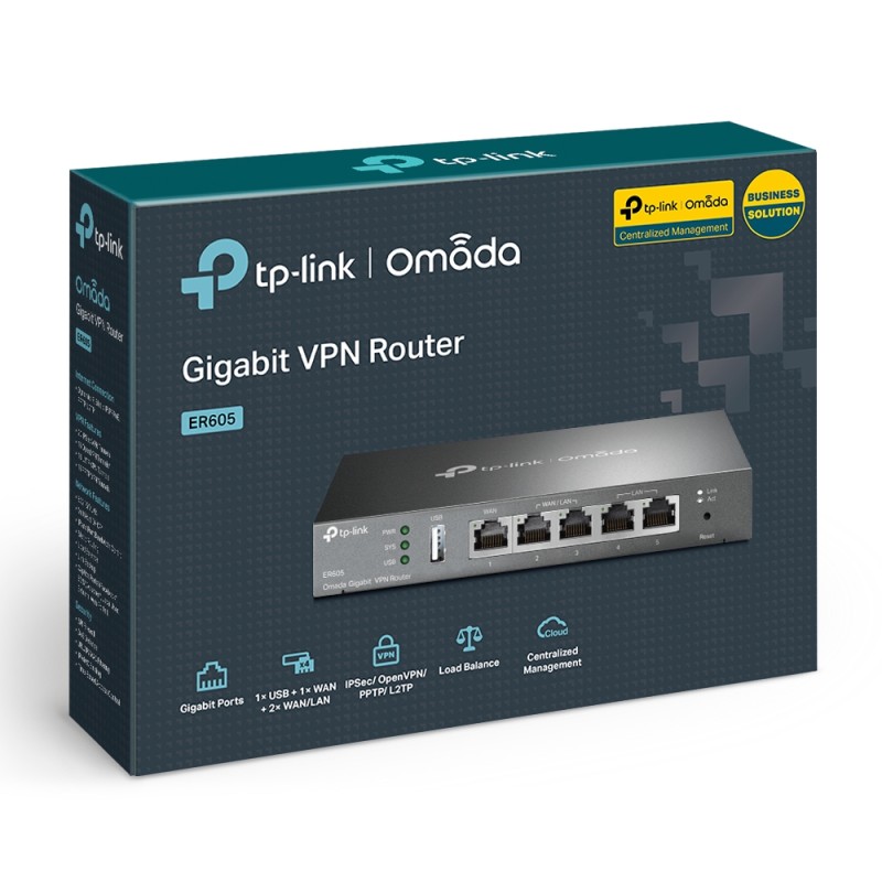 Мультисервісний маршрутизатор TP-LINK ER605 1xGE LAN 1xGE WAN 3xGE LAN VPN Omada