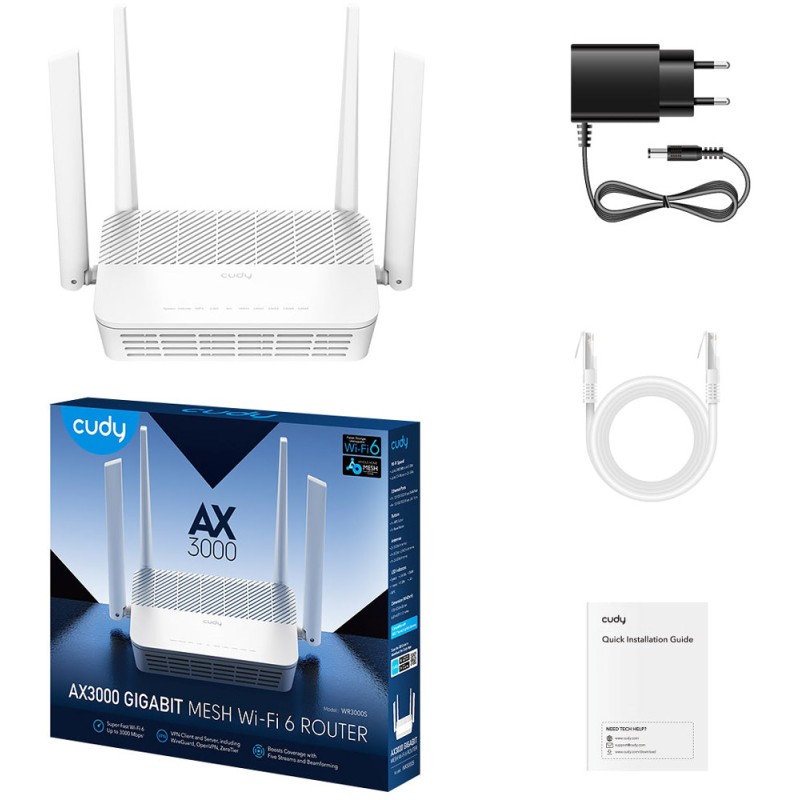 Маршрутизатор Cudy WR3000S, AX3000 Gigabit Wi-Fi 6 Mesh Router