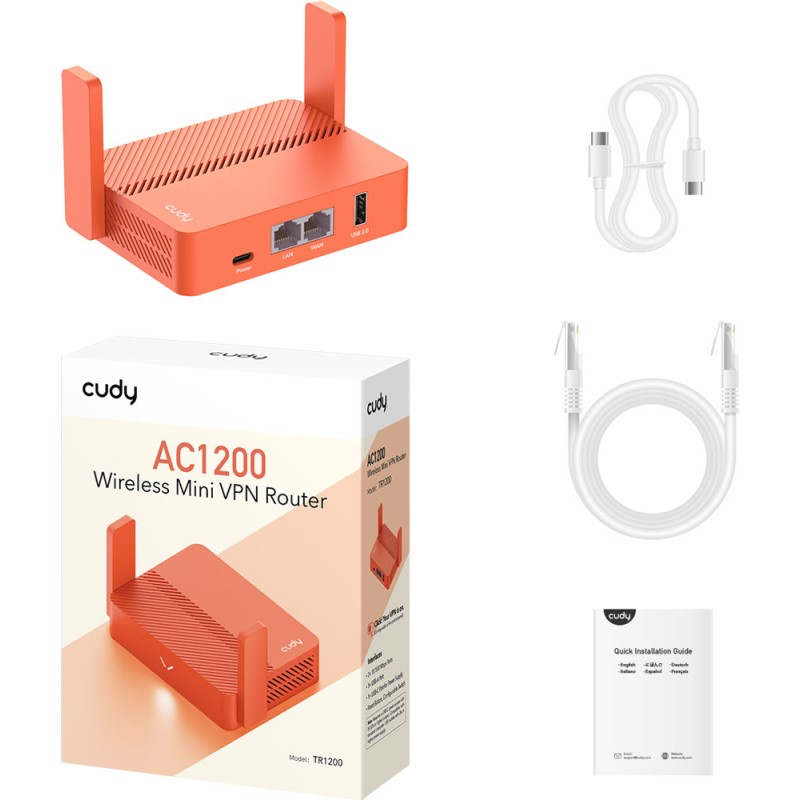 Маршрутизатор Cudy TR1200, AC1200 Wi-Fi Mesh Router with USB, 2×10/100Mbps RJ45