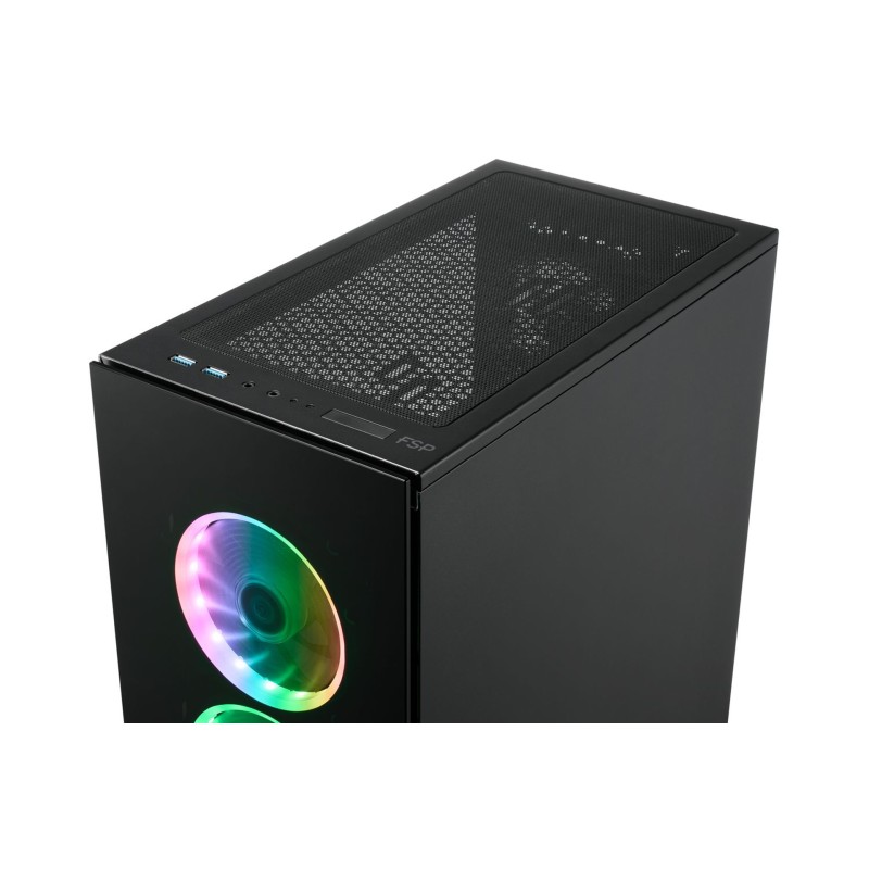 Корпус FSP CMT340 2xUSB3.0, fans ARGB F:3x12cm+ARGB R:1x12cm, без БЖ ATX