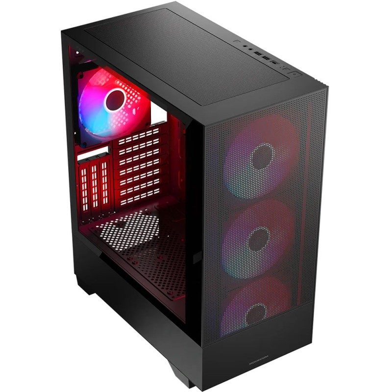 Корпус Modecom SIROCO ARGB FLOW MIDI USB 3.0x2+TYPE-C, 4x140mm fans, BLACK без БЖ ATX