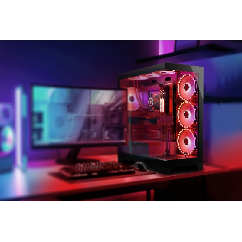 Корпус Modecom VOLCANO SPACE APEX ARGB 4x140mm fans MIDI USB 3.0x2+TYPE-C BLACK без БЖ ATX