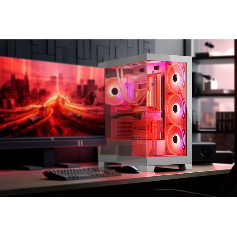 Корпус Modecom VOLCANO SPACE APEX ARGB 4x140mm fans MIDI USB 3.0x2+TYPE-C WHITE без БЖ ATX