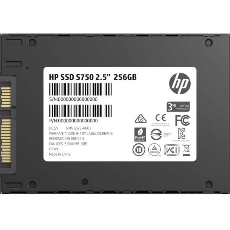 SSD 256Gb HP S750 SATA III 2.5" TLC, Retail