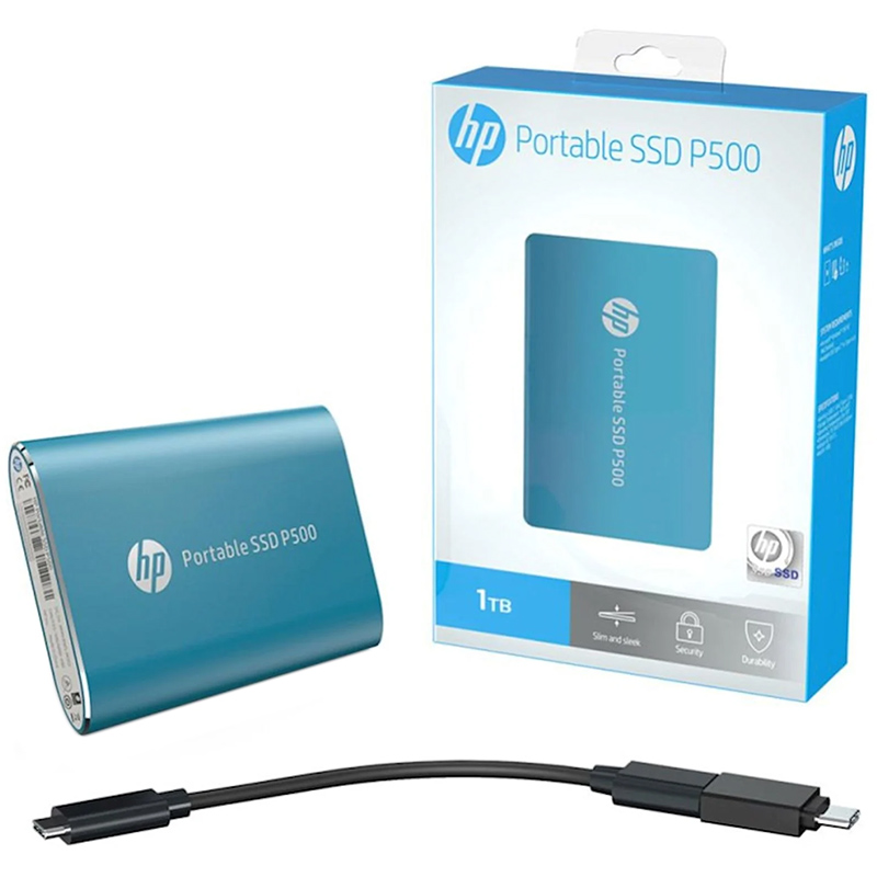 SSD external, USB 3.2 Gen1 Type-C 1Tb, HP P500, TLC, Blue, синій, Retail