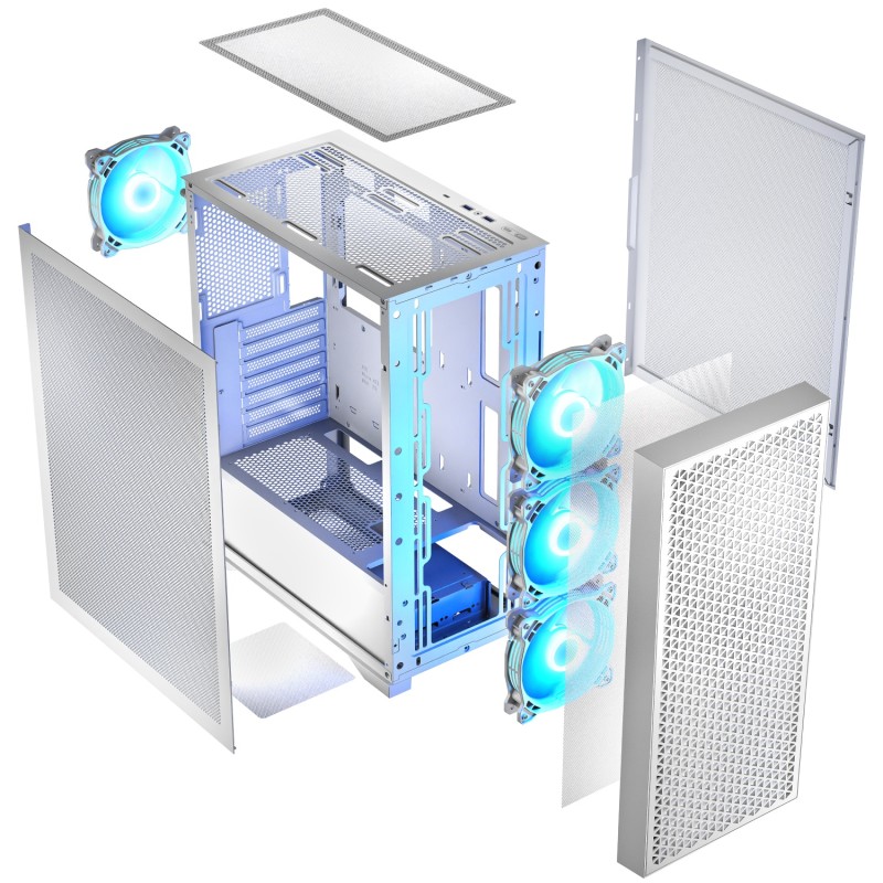 Корпус LogicConcept DART PRO ARGB MIDI WHITE MESH fans 4x120mm без БЖ ATX