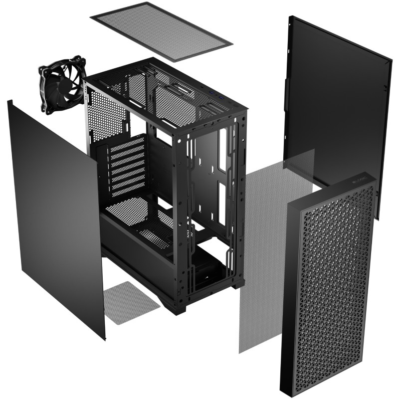 Корпус LogicConcept DART PRO MIDI SOLID BLACK fan 120mm без БЖ ATX