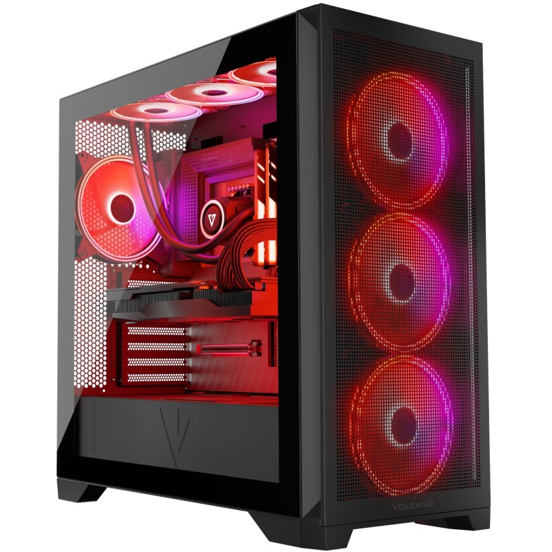 Корпус Modecom VOLCANO EXPANSE S ARGB 4x140mm fans MIDI USB 3.0x2+TYPE-C BLACK без БЖ ATX