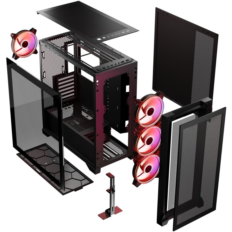 Корпус Modecom VOLCANO EXPANSE S ARGB 4x140mm fans MIDI USB 3.0x2+TYPE-C BLACK без БЖ ATX