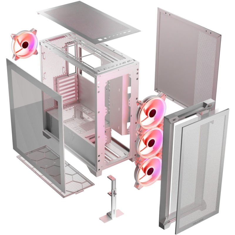 Корпус Modecom VOLCANO EXPANSE S ARGB 4x140mm fans MIDI USB 3.0x2+TYPE-C WHITE без БЖ ATX