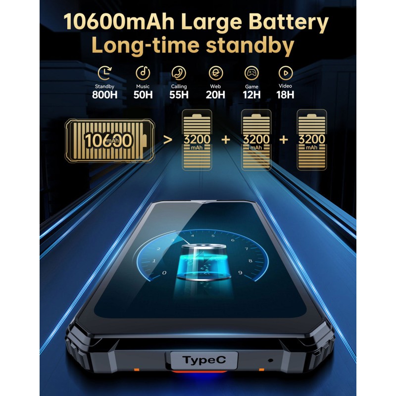 Смартфон Oukitel WP23 pro 6.52"HD+ /8GB/128GB / T606 /10600mAh /13+5Мп/ IP69K /NFC Black