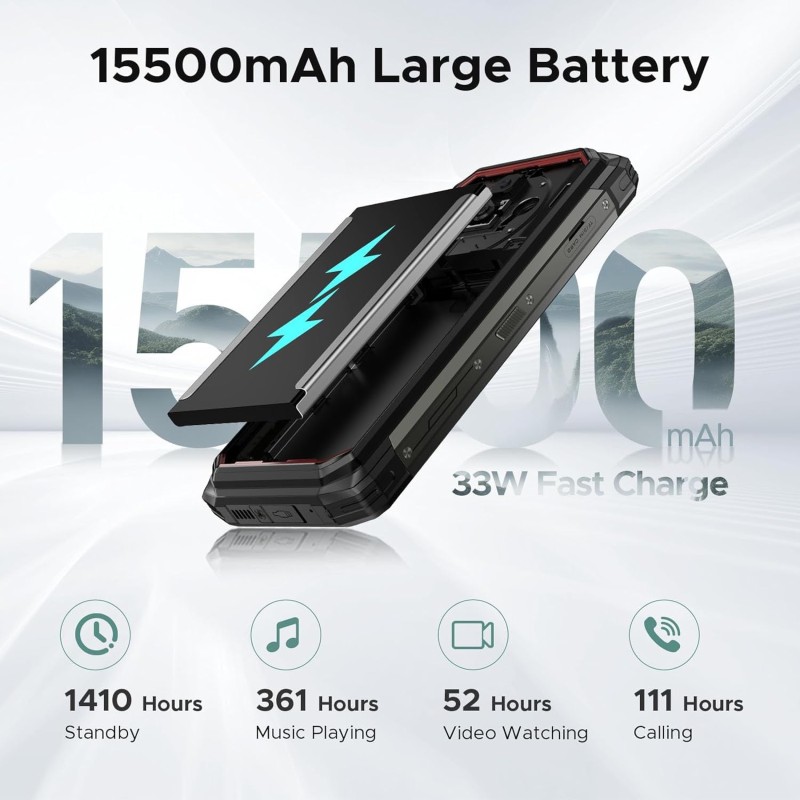 Смартфон Doogee Fire 6 Power 6.56" HD+ /8GB/256GB/ T606 /15500mAh/ 50+8Мп /NFC/IP68/IP69K Black