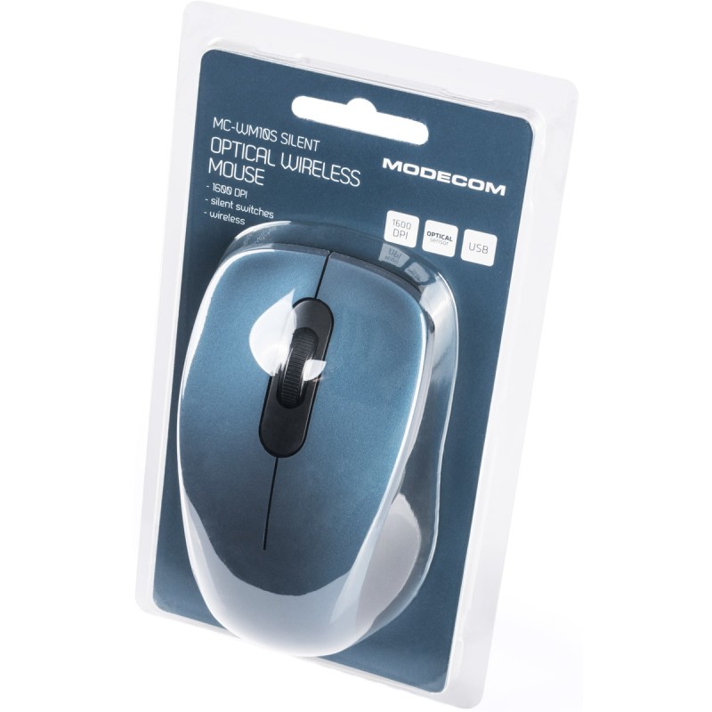 Мишка Modecom  MC-WM10S, бездротова, 3кн., 1600dpi, Silent, синя