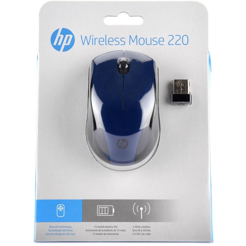 Мишка бездротова HP 220, 3 кн., 1600 dpi, синя