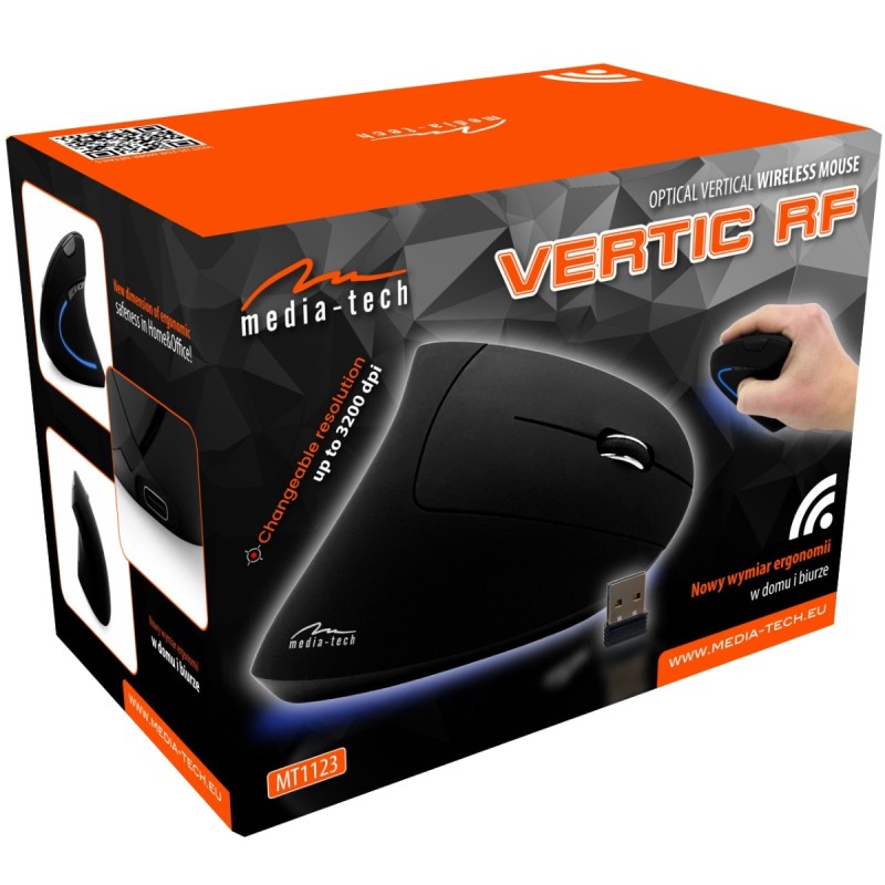 Мишка Media-Tech VERTIC, бездротова, 5кн., 3200dpi, LED, чорна