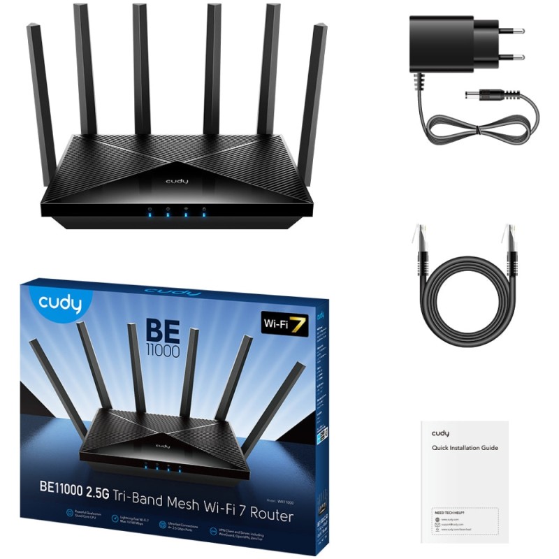 Маршрутизатор Cudy WR11000, BE11000 2.5G Tri-Band Wi-Fi 7 Mesh Router
