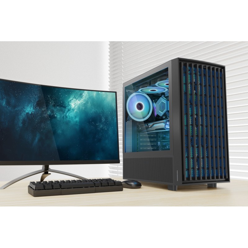 Корпус Modecom BREEZE BLACK USB 3.0x2 USB-Cx1 ARGB 4x140mm fans без БЖ ATX