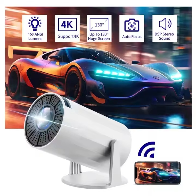 Проектор H96MAX K6, LED, LCD, Full HD, 150 AL,16:9, Android 11.0, HDMI, WiFi, Bluetooth, білий