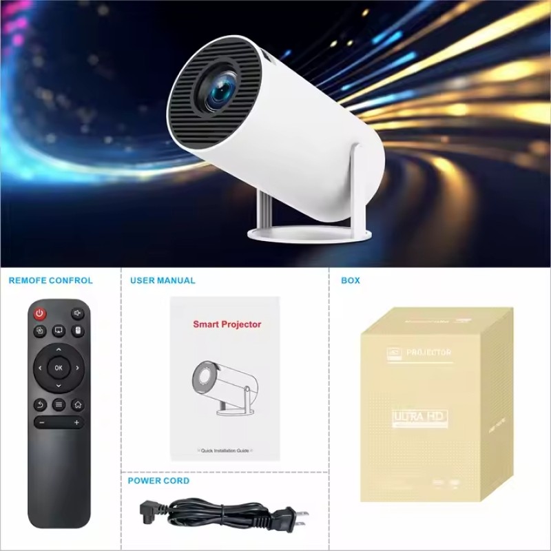 Проектор H96MAX HY300A , LED, LCD, HD, 100 AL,16:9, Android 9.0, HDMI, WiFi, Bluetooth, білий