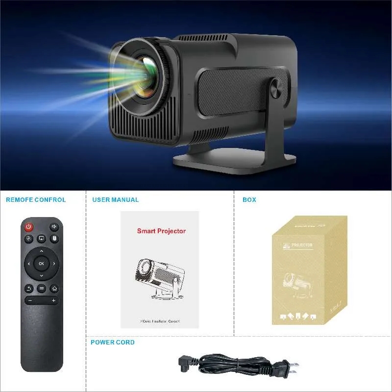 Проектор H96MAX HY320 , LED, LCD, Full HD, 230 AL,16:9, Android 11.0, HDMI, WiFi, Bluetooth, сірий