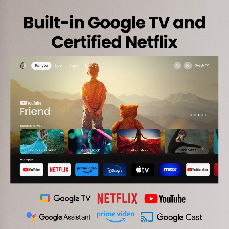 Проєктор BENQ GP520, DLP,4K UHD, ANSI 2600Lm,200000:1,Android11,2хHDMI,USB,Wi-Fi,BT5.0,16:9,сірий