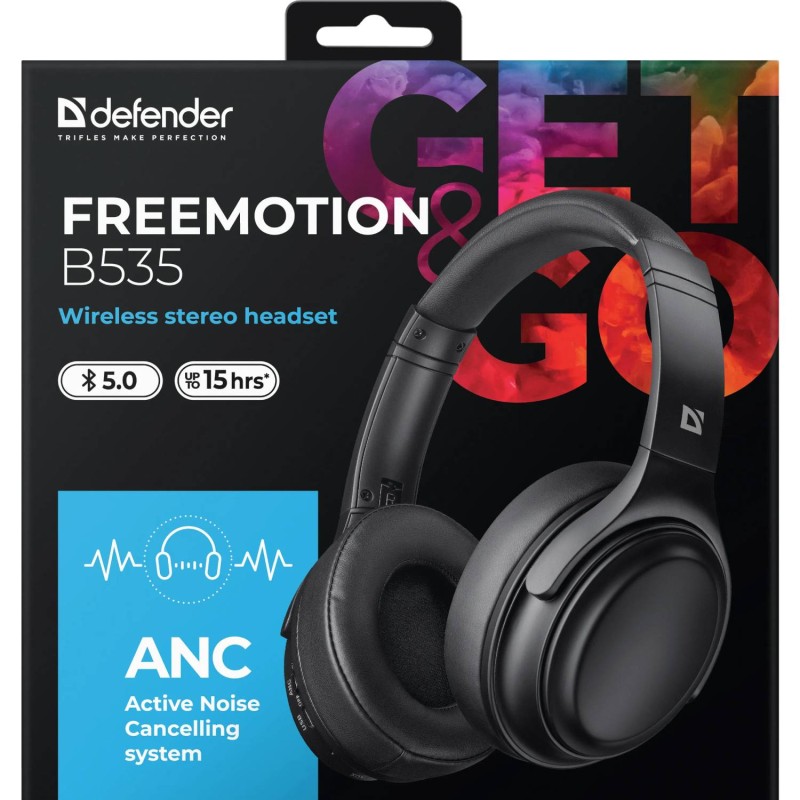 Гарнітура Defender FreeMotion B535, Bluetooth+3,5мм, ANC, Black