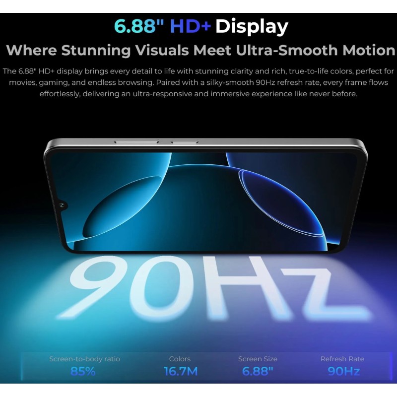 Смартфон Oukitel C60pro 6.88" HD+ /8GB/256GB/ T606 /10000mAh/ 13+5Мп / Blue