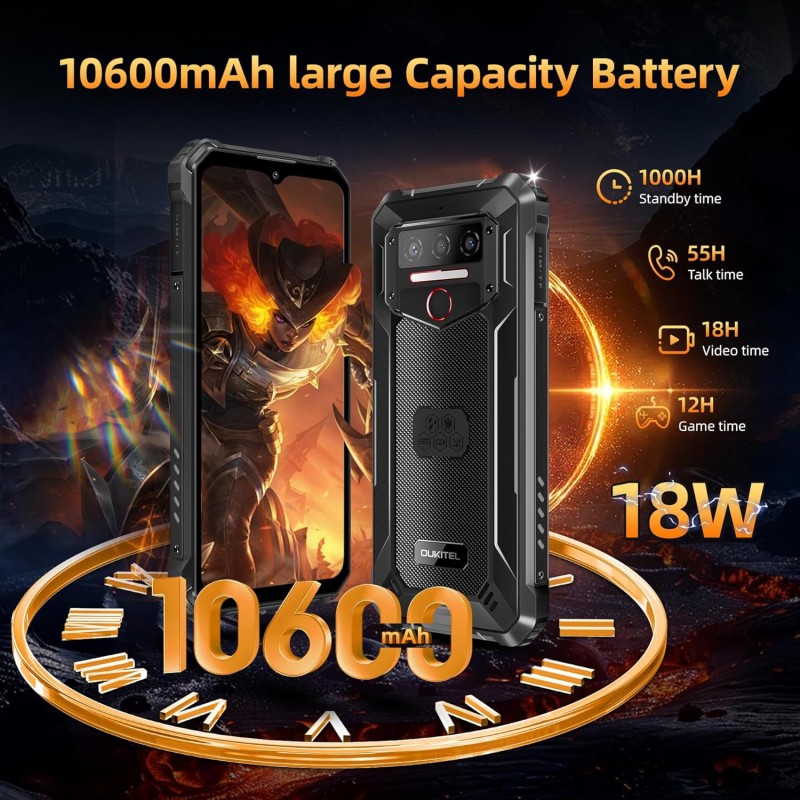 Смартфон Oukitel WP23 Plus 6.52"HD+ /8GB/256GB / T606 /10600mAh /13+5Мп/ IP69K /NFC Orange