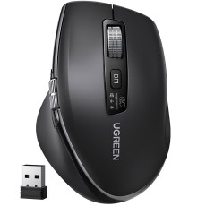Мишка UGREEN 2.4GHz&BT M751 Ergonomic Contoured-Shape, бездротова, 5000dpi., 5кн., Чорна